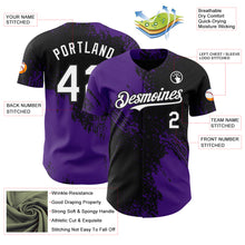 Загрузить изображение в средство просмотра галереи, Custom Black White-Purple Abstract Brush Stroke Authentic Baseball Jersey
