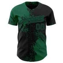 Load image into Gallery viewer, Custom Black-Kelly Green Abstract Brush Stroke Authentic Baseball Jersey