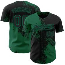 Load image into Gallery viewer, Custom Black-Kelly Green Abstract Brush Stroke Authentic Baseball Jersey