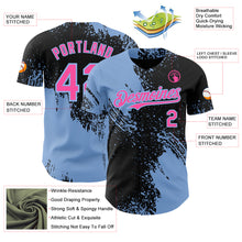Загрузить изображение в средство просмотра галереи, Custom Black Pink-Light Blue Abstract Brush Stroke Authentic Baseball Jersey