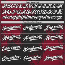 Load image into Gallery viewer, Custom Black White-Crimson Abstract Brush Stroke Authentic Baseball Jersey