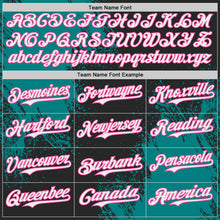 Load image into Gallery viewer, Custom Black White Teal-Pink Abstract Brush Stroke Authentic Baseball Jersey