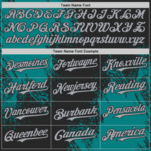 Load image into Gallery viewer, Custom Black Gray-Teal Abstract Brush Stroke Authentic Baseball Jersey