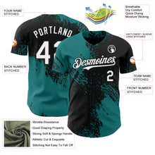 Load image into Gallery viewer, Custom Black White-Teal Abstract Brush Stroke Authentic Baseball Jersey
