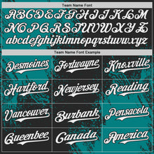 Load image into Gallery viewer, Custom Black White-Teal Abstract Brush Stroke Authentic Baseball Jersey