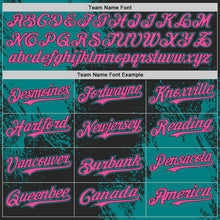Загрузить изображение в средство просмотра галереи, Custom Black Pink-Teal Abstract Brush Stroke Authentic Baseball Jersey