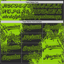 Load image into Gallery viewer, Custom Black-Neon Green Abstract Brush Stroke Authentic Baseball Jersey