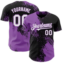 Load image into Gallery viewer, Custom Black White-Medium Purple Abstract Brush Stroke Authentic Baseball Jersey