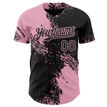 Загрузить изображение в средство просмотра галереи, Custom Black-Light Pink Abstract Brush Stroke Authentic Baseball Jersey