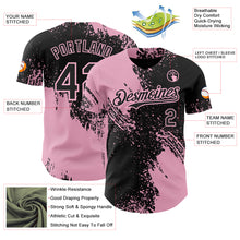 Загрузить изображение в средство просмотра галереи, Custom Black-Light Pink Abstract Brush Stroke Authentic Baseball Jersey