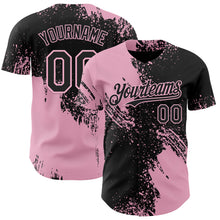 Загрузить изображение в средство просмотра галереи, Custom Black-Light Pink Abstract Brush Stroke Authentic Baseball Jersey
