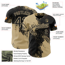 Load image into Gallery viewer, Custom Black-Vegas Gold Abstract Brush Stroke Authentic Baseball Jersey