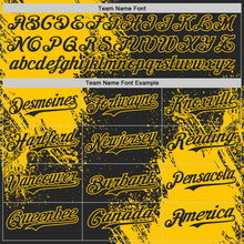 Load image into Gallery viewer, Custom Black-Yellow Abstract Brush Stroke Authentic Baseball Jersey