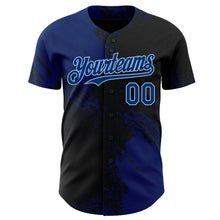 Laden Sie das Bild in den Galerie-Viewer, Custom Black US Navy Blue-Light Blue Abstract Brush Stroke Authentic Baseball Jersey