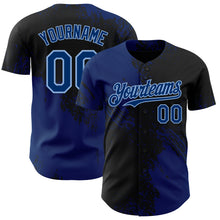 Laden Sie das Bild in den Galerie-Viewer, Custom Black US Navy Blue-Light Blue Abstract Brush Stroke Authentic Baseball Jersey