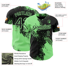 Load image into Gallery viewer, Custom Black-Pea Green Abstract Brush Stroke Authentic Baseball Jersey