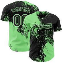 Load image into Gallery viewer, Custom Black-Pea Green Abstract Brush Stroke Authentic Baseball Jersey