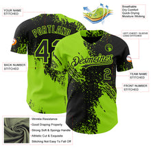 Загрузить изображение в средство просмотра галереи, Custom Black-Neon Green Abstract Brush Stroke Authentic Baseball Jersey