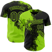 Загрузить изображение в средство просмотра галереи, Custom Black-Neon Green Abstract Brush Stroke Authentic Baseball Jersey