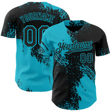 Laden Sie das Bild in den Galerie-Viewer, Custom Black-Lakes Blue Abstract Brush Stroke Authentic Baseball Jersey