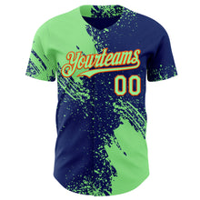 Загрузить изображение в средство просмотра галереи, Custom Royal Pea Green-Orange Abstract Brush Stroke Authentic Baseball Jersey
