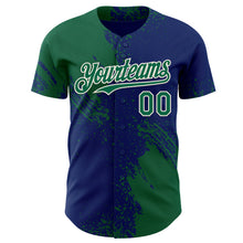 Laden Sie das Bild in den Galerie-Viewer, Custom Royal Kelly Green-Cream Abstract Brush Stroke Authentic Baseball Jersey