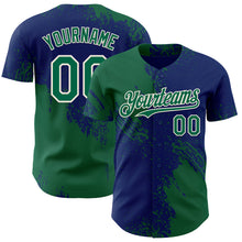 Laden Sie das Bild in den Galerie-Viewer, Custom Royal Kelly Green-Cream Abstract Brush Stroke Authentic Baseball Jersey