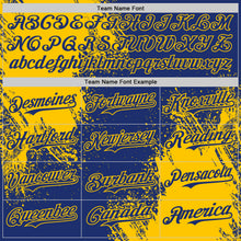Laden Sie das Bild in den Galerie-Viewer, Custom Royal-Yellow Abstract Brush Stroke Authentic Baseball Jersey