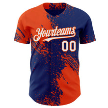 Загрузить изображение в средство просмотра галереи, Custom Royal White-Orange Abstract Brush Stroke Authentic Baseball Jersey