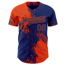Laden Sie das Bild in den Galerie-Viewer, Custom Royal-Orange Abstract Brush Stroke Authentic Baseball Jersey