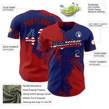 Laden Sie das Bild in den Galerie-Viewer, Custom Royal USA Flag Red-Black Abstract Brush Stroke Authentic Baseball Jersey
