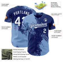 Загрузить изображение в средство просмотра галереи, Custom Royal White-Light Blue Abstract Brush Stroke Authentic Baseball Jersey