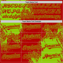 Загрузить изображение в средство просмотра галереи, Custom Red-Neon Green Abstract Brush Stroke Authentic Baseball Jersey
