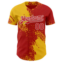 Laden Sie das Bild in den Galerie-Viewer, Custom Red Yellow-White Abstract Brush Stroke Authentic Baseball Jersey