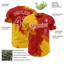 Laden Sie das Bild in den Galerie-Viewer, Custom Red Yellow-White Abstract Brush Stroke Authentic Baseball Jersey
