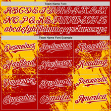 Laden Sie das Bild in den Galerie-Viewer, Custom Red Yellow-White Abstract Brush Stroke Authentic Baseball Jersey