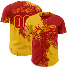 Laden Sie das Bild in den Galerie-Viewer, Custom Red-Yellow Abstract Brush Stroke Authentic Baseball Jersey
