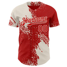 Laden Sie das Bild in den Galerie-Viewer, Custom Red-Cream Abstract Brush Stroke Authentic Baseball Jersey