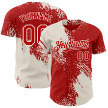 Laden Sie das Bild in den Galerie-Viewer, Custom Red-Cream Abstract Brush Stroke Authentic Baseball Jersey