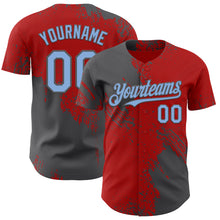 Загрузить изображение в средство просмотра галереи, Custom Red Light Blue-Steel Gray Abstract Brush Stroke Authentic Baseball Jersey