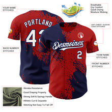 Laden Sie das Bild in den Galerie-Viewer, Custom Red White-Navy Abstract Brush Stroke Authentic Baseball Jersey