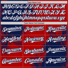 Laden Sie das Bild in den Galerie-Viewer, Custom Red White-Navy Abstract Brush Stroke Authentic Baseball Jersey