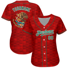 Загрузить изображение в средство просмотра галереи, Custom Red Kelly Green-White 3D Mexico Authentic Baseball Jersey