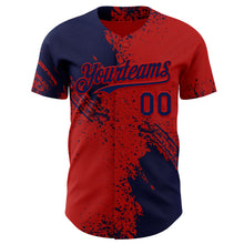 Load image into Gallery viewer, Custom Red-Navy Abstract Brush Stroke Authentic Baseball Jersey