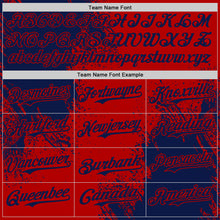 Load image into Gallery viewer, Custom Red-Navy Abstract Brush Stroke Authentic Baseball Jersey