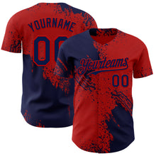 Load image into Gallery viewer, Custom Red-Navy Abstract Brush Stroke Authentic Baseball Jersey
