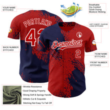 Laden Sie das Bild in den Galerie-Viewer, Custom Red Navy-White Abstract Brush Stroke Authentic Baseball Jersey