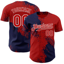 Laden Sie das Bild in den Galerie-Viewer, Custom Red Navy-White Abstract Brush Stroke Authentic Baseball Jersey