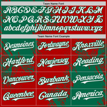 Laden Sie das Bild in den Galerie-Viewer, Custom Red White-Kelly Green Abstract Brush Stroke Authentic Baseball Jersey