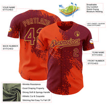Laden Sie das Bild in den Galerie-Viewer, Custom Crimson Orange-Old Gold Abstract Brush Stroke Authentic Baseball Jersey